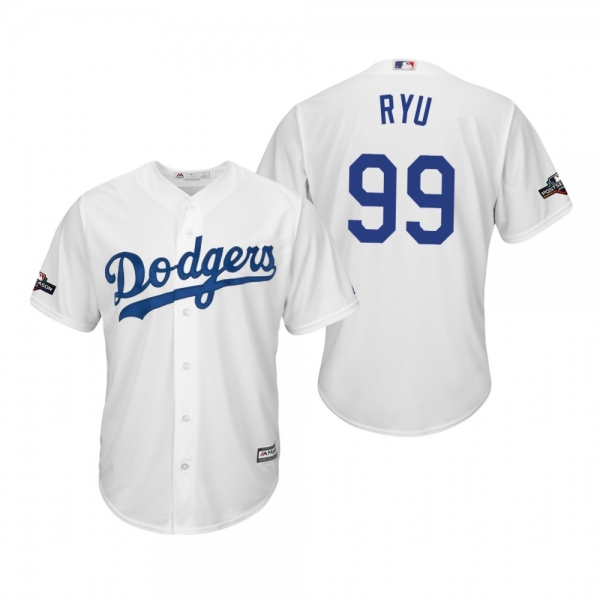 Men's Hyun-Jin Ryu Los Angeles Dodgers White 2019 Postseason Cool Base Jersey