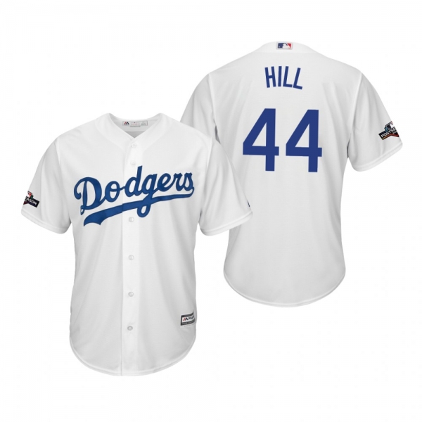 Men's Rich Hill Los Angeles Dodgers White 2019 Postseason Cool Base Jersey