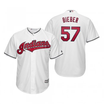 Shane Bieber Cleveland Indians White Cool Base Jersey