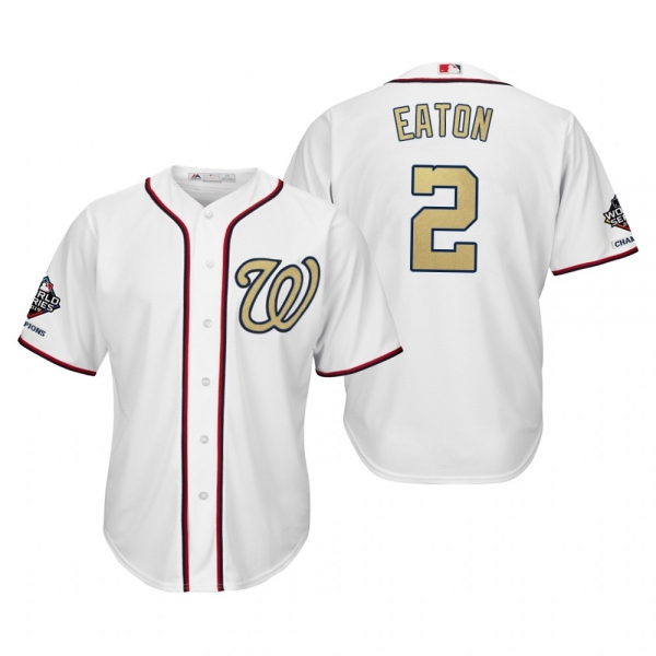 Adam Eaton Washington Nationals White 2019 Gold Program World Series Champions Cool Base Jersey