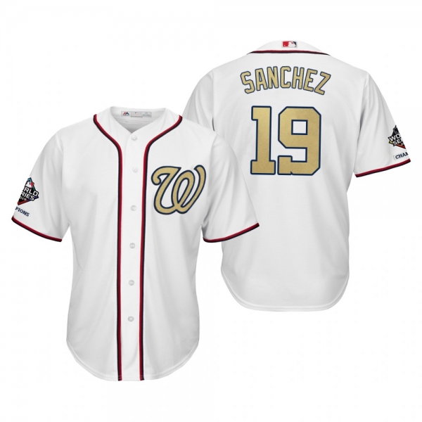 Anibal Sanchez Washington Nationals White 2019 Gold Program World Series Champions Cool Base Jersey