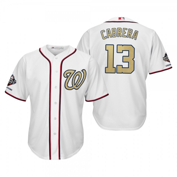 Asdrubal Cabrera Washington Nationals White 2019 Gold Program World Series Champions Cool Base Jersey