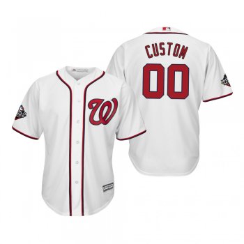 Men's Custom Washington Nationals White 2019 World Series Bound Cool Base Jersey