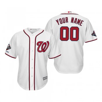 Men's Custom Washington Nationals White 2019 World Series Champions Cool Base Jersey