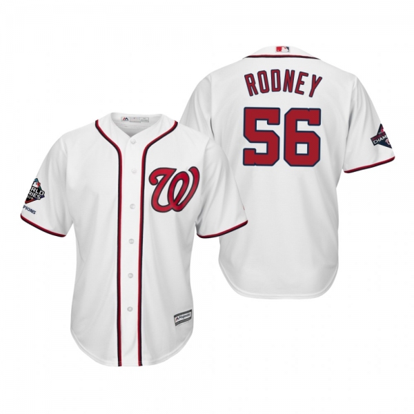 Men's Fernando Rodney Washington Nationals White 2019 World Series Champions Cool Base Jersey