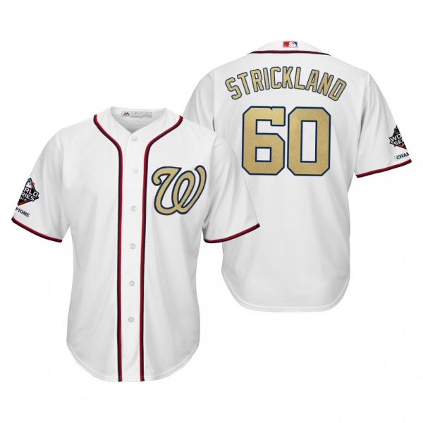 Hunter Strickland Washington Nationals White 2019 Gold Program World Series Champions Cool Base Jersey