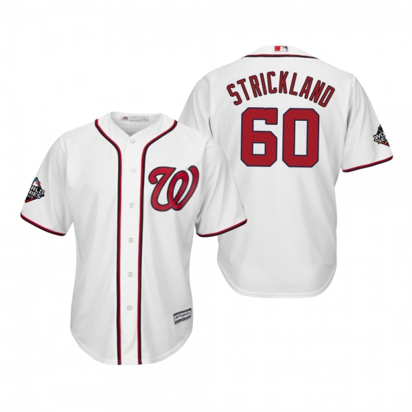 Men's Hunter Strickland Washington Nationals White 2019 World Series Bound Cool Base Jersey