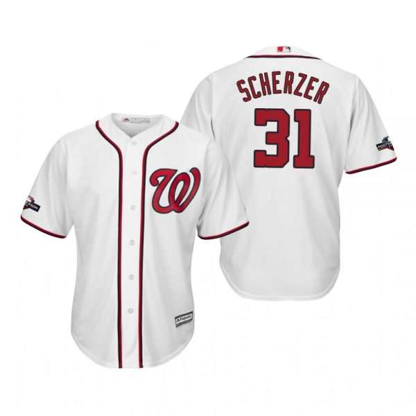 Men's Max Scherzer Washington Nationals White 2019 Postseason Cool Base Jersey