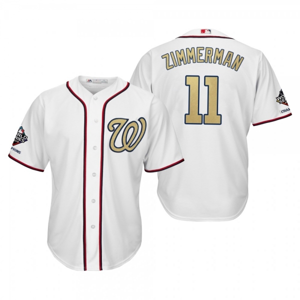 Ryan Zimmerman Washington Nationals White 2019 Gold Program World Series Champions Cool Base Jersey