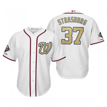 Stephen Strasburg Washington Nationals White 2019 Gold Program World Series Champions Cool Base Jersey