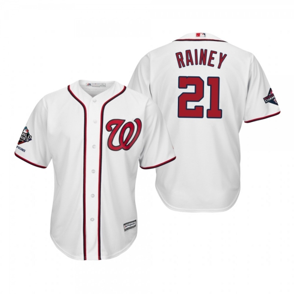 Men's Tanner Rainey Washington Nationals White 2019 World Series Champions Cool Base Jersey