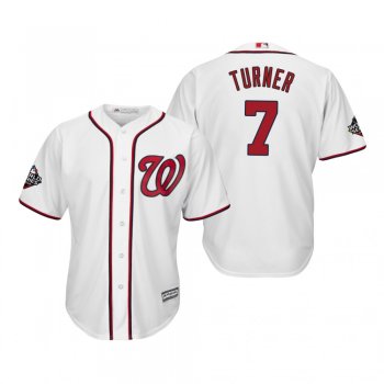 Men's Trea Turner Washington Nationals White 2019 World Series Bound Cool Base Jersey