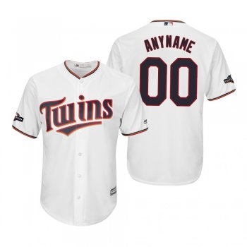 Men's Custom Minnesota Twins White 2019 Postseason Cool Base Jersey