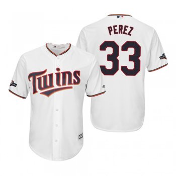 Men's Martin Perez Minnesota Twins White 2019 Postseason Cool Base Jersey