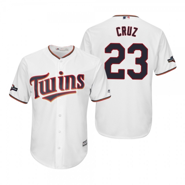 Men's Nelson Cruz Minnesota Twins White 2019 Postseason Cool Base Jersey