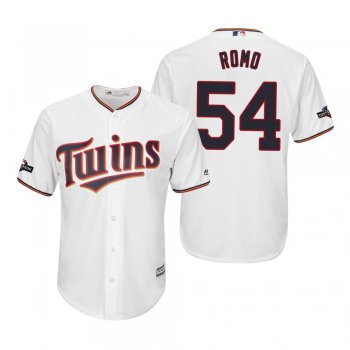 Men's Sergio Romo Minnesota Twins White 2019 Postseason Cool Base Jersey