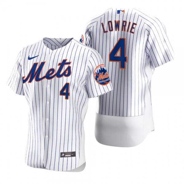 New York Mets Jed Lowrie Nike White 2020 Authentic Jersey