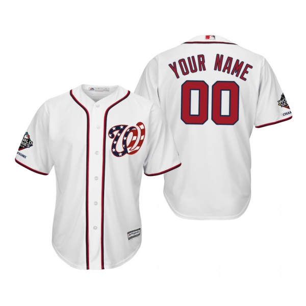 Custom Washington Nationals White 2019 World Series Champions Cool Base Alternate Jersey