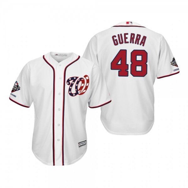 Javy Guerra Washington Nationals White 2019 World Series Champions Cool Base Alternate Jersey