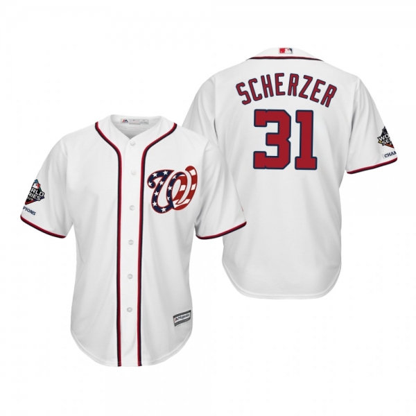 Max Scherzer Washington Nationals White 2019 World Series Champions Cool Base Alternate Jersey