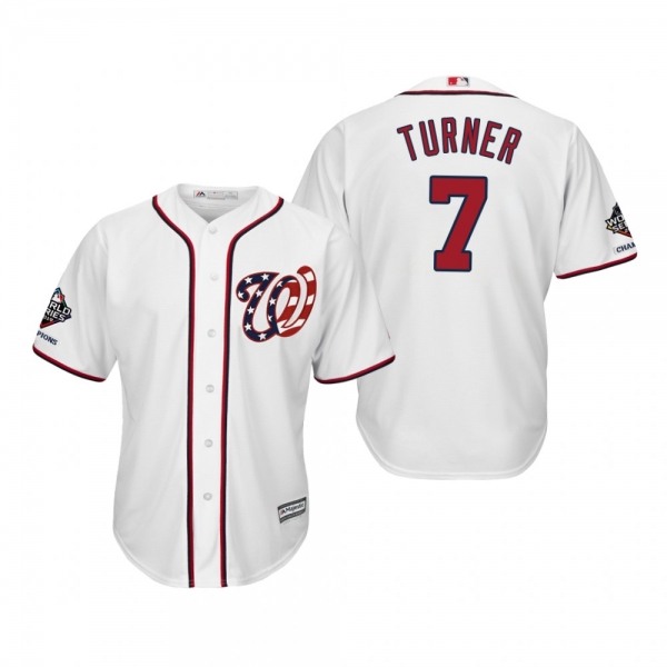 Trea Turner Washington Nationals White 2019 World Series Champions Cool Base Alternate Jersey