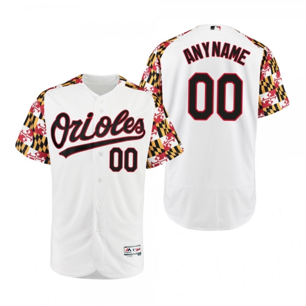 Baltimore Orioles Custom White Turn Back the Clock Maryland Day Jersey