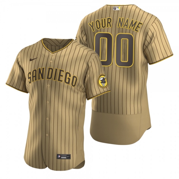 Men's San Diego Padres Custom Nike Tan Brown Authentic Alternate Jersey