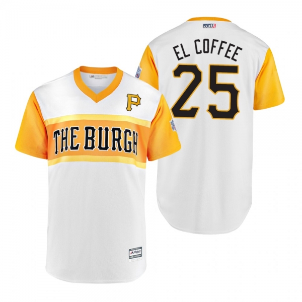 Pittsburgh Pirates Gregory Polanco El Coffee White 2019 Little League Classic Replica Jersey