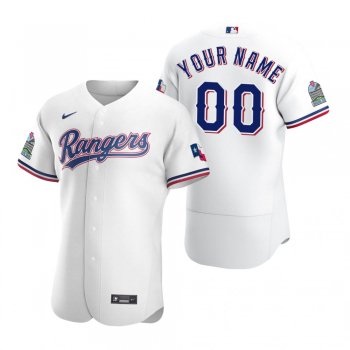 Men's Texas Rangers Custom Nike White Authentic 2020 Home Jersey