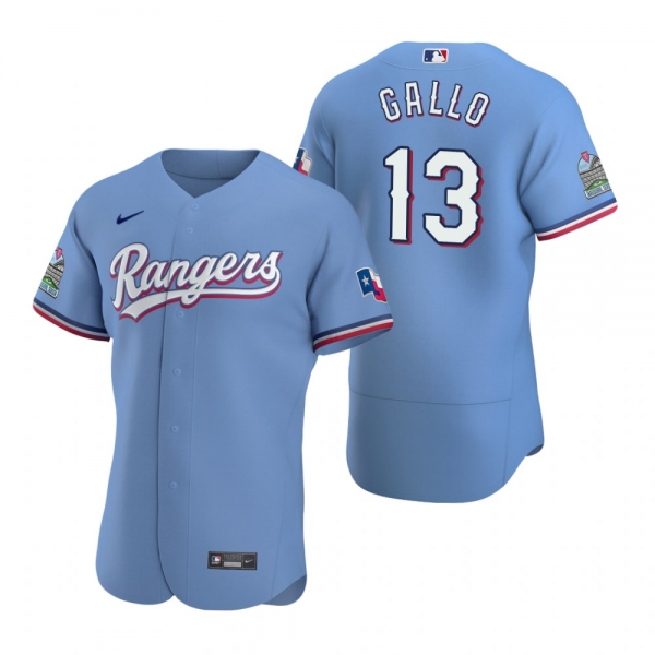 Men's Texas Rangers Joey Gallo Nike Light Blue Authentic 2020 Alternate Jersey