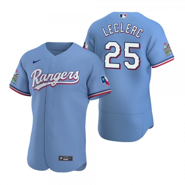 Men's Texas Rangers Jose Leclerc Nike Light Blue Authentic 2020 Alternate Jersey