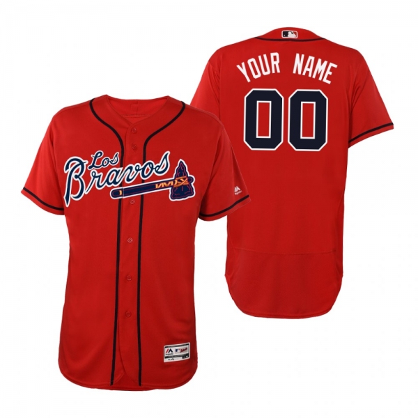 Atlanta Braves Red Hispanic Heritage Flex Base Custom Jersey