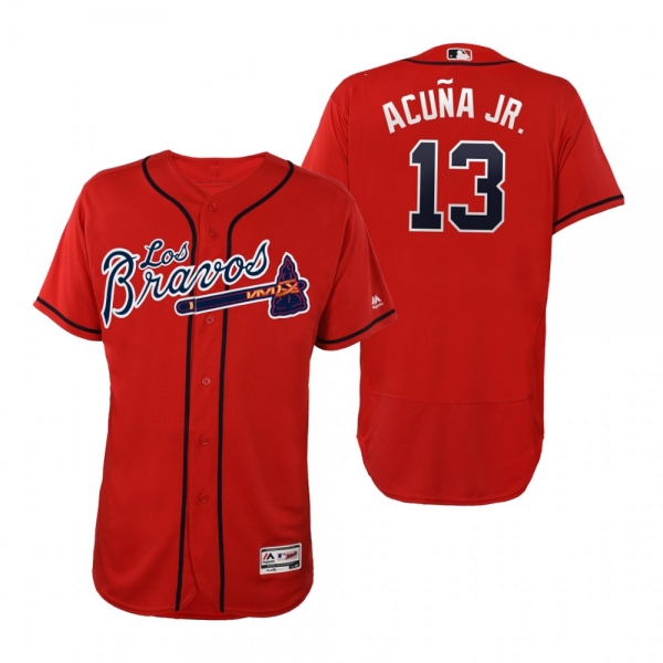 Ronald Acuna Jr. Atlanta Braves Red Hispanic Heritage Flex Base Jersey