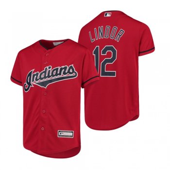 Francisco Lindor Indians Red Cool Base Alternate Jersey