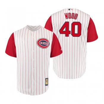 Cincinnati Reds Alex Wood White Red Throwback 1961 Cool Base Jersey