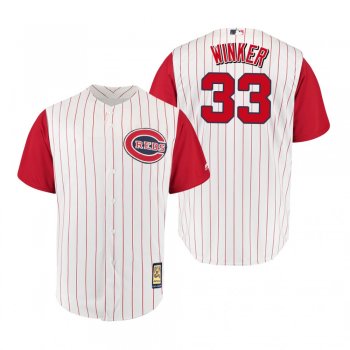 Cincinnati Reds Jesse Winker White Red Throwback 1961 Cool Base Jersey