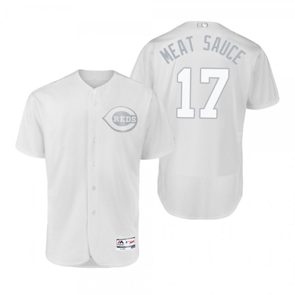 Reds Josh VanMeter Meat Sauce White 2019 Players' Weekend Authentic Jersey