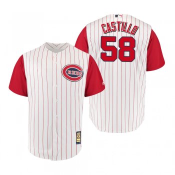 Cincinnati Reds Luis Castillo White Red Throwback 1961 Cool Base Jersey