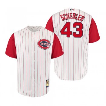 Cincinnati Reds Scott Schebler White Red Throwback 1961 Cool Base Jersey