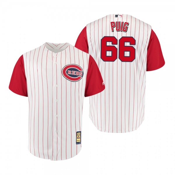 Cincinnati Reds Yasiel Puig White Red Throwback 1961 Cool Base Jersey