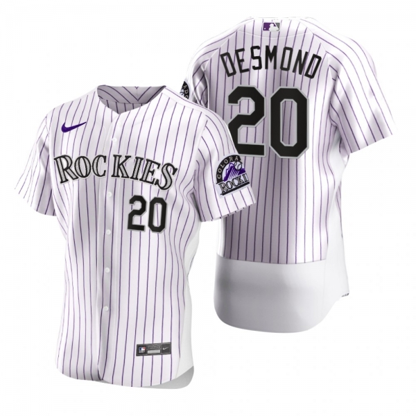 Colorado Rockies Ian Desmond Nike White 2020 Authentic Jersey