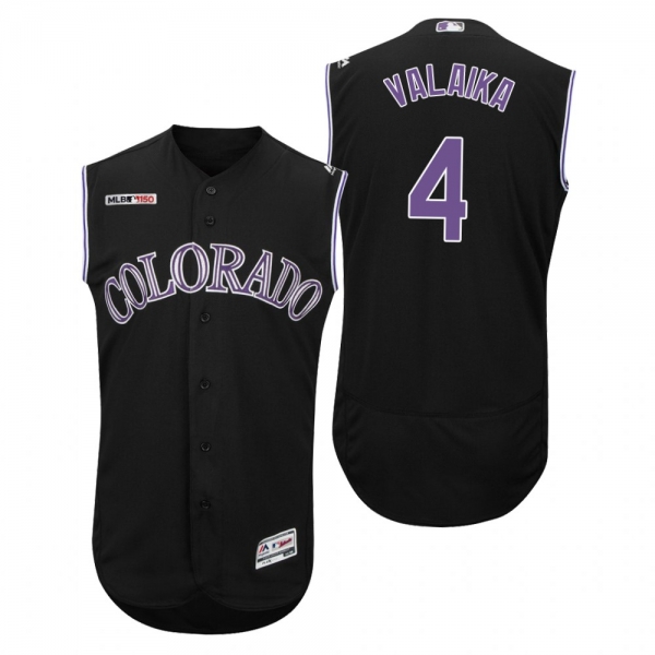 Colorado Rockies Black Pat Valaika 150th Anniversary Alternate Flex Base Jersey