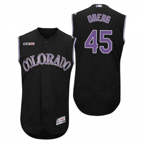 Colorado Rockies Black Scott Oberg 150th Anniversary Alternate Flex Base Jersey