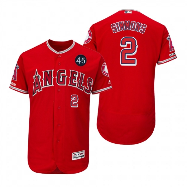 Andrelton Simmons Angels Scarlet Memorial 45 Patch Flex Base Jersey