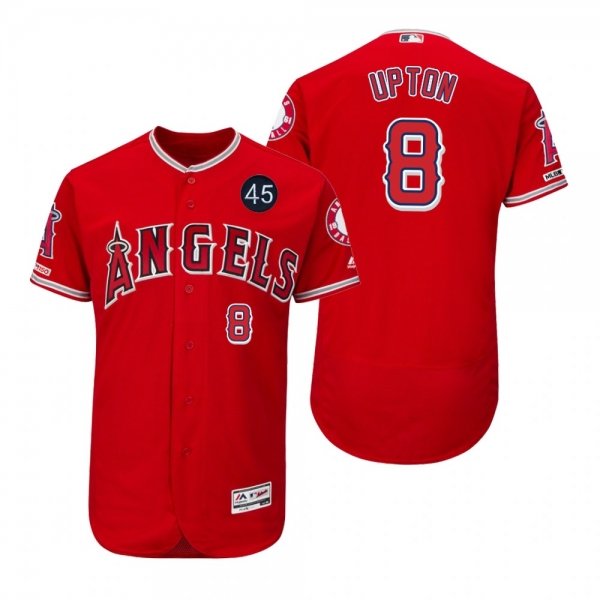 Justin Upton Angels Scarlet Memorial 45 Patch Flex Base Jersey