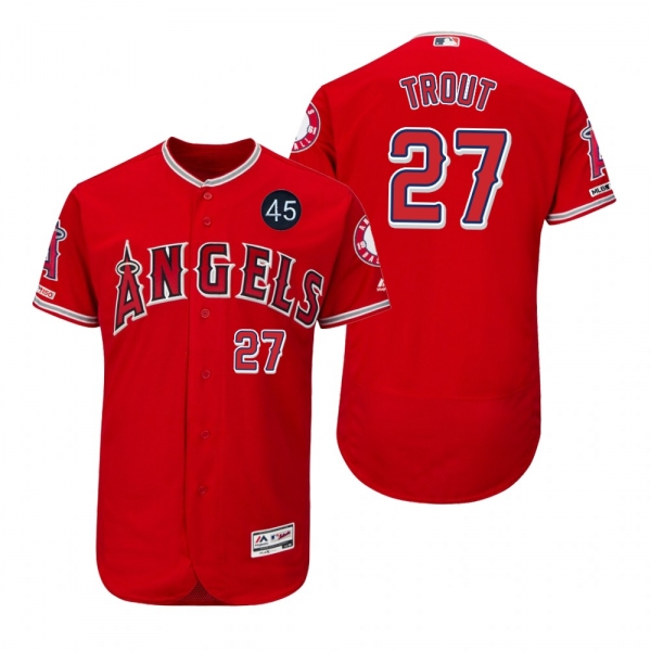 Mike Trout Angels Scarlet Memorial 45 Patch Flex Base Jersey