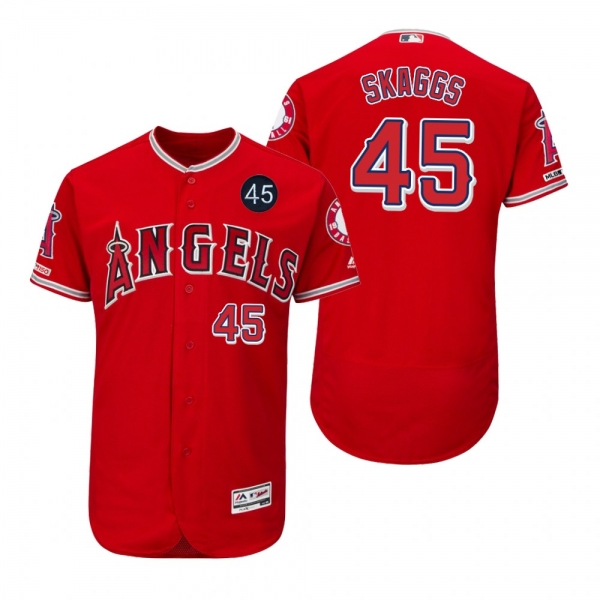 Tyler Skaggs Angels Scarlet Memorial 45 Patch Flex Base Jersey