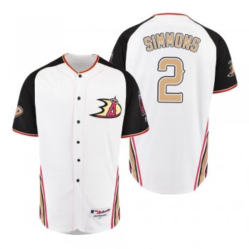 Andrelton Simmons Los Angeles Angels White 2019 Anaheim Ducks Crossover Flex Base Jersey