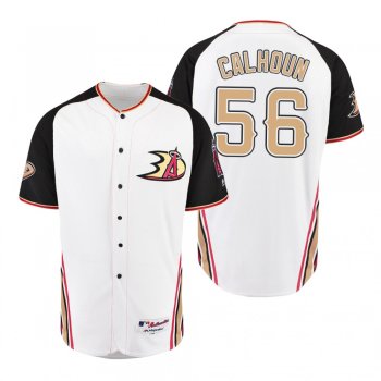 Kole Calhoun Los Angeles Angels White 2019 Anaheim Ducks Crossover Flex Base Jersey