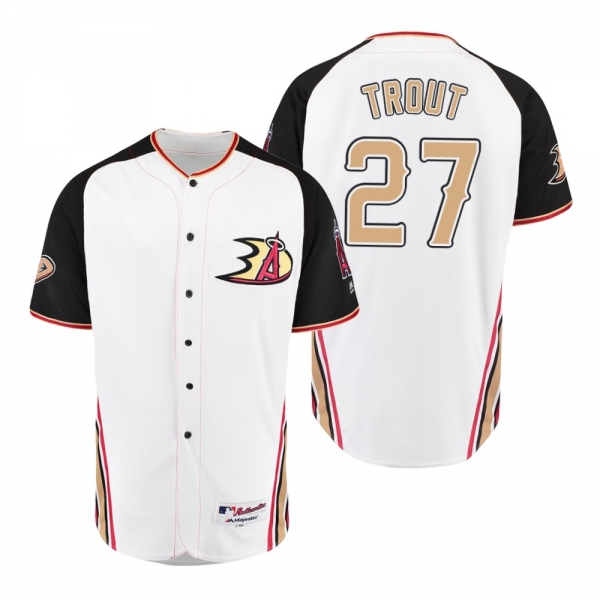 Mike Trout Los Angeles Angels White 2019 Anaheim Ducks Crossover Flex Base Jersey